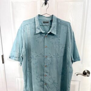 Cubavera Blue Short Sleeve Casual Button Down Shirt